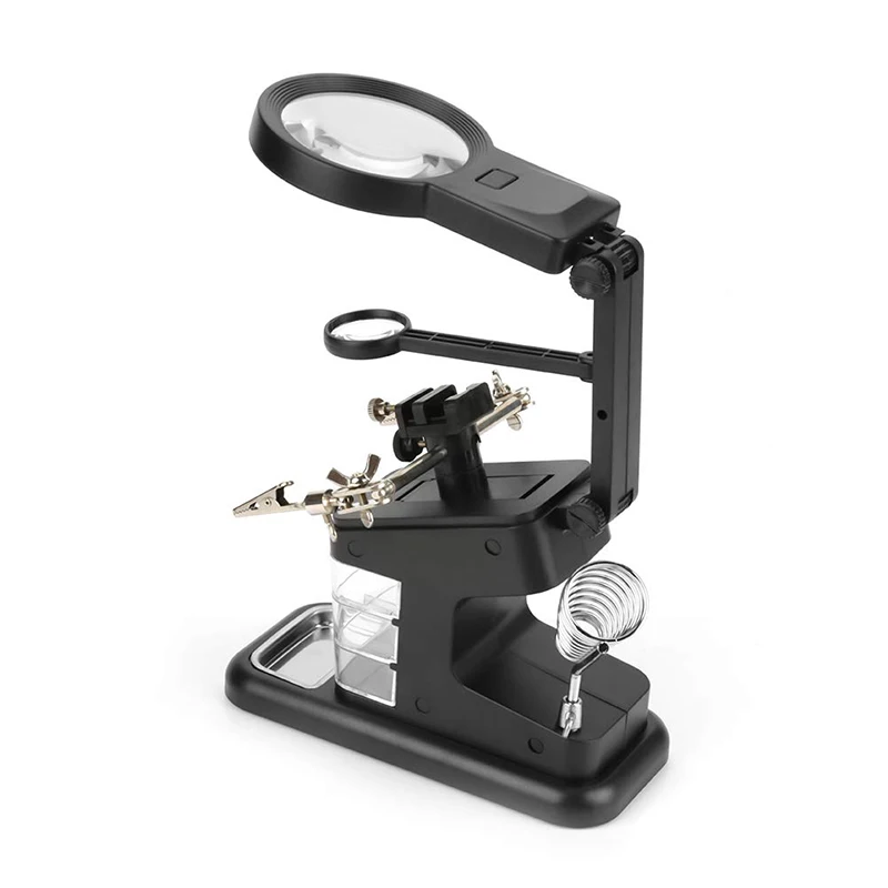 

Helping Third Hand Soldering Tool USB LED Light Magnifying Glass 2 Alligator Clips Soldering Station Repair Welding Tool