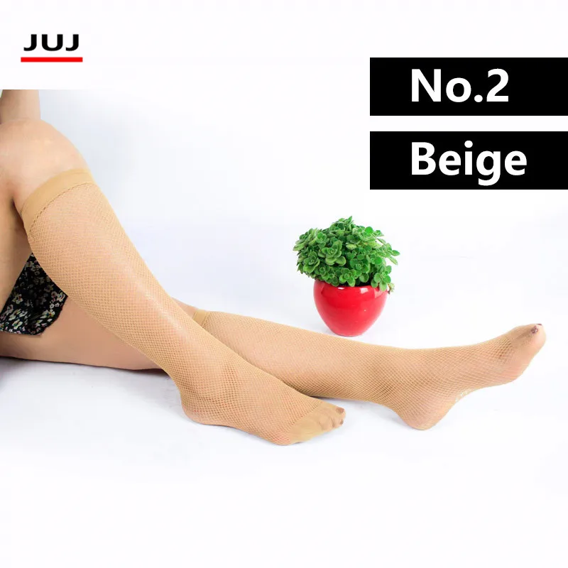 2019 Hot Sale Women's Ladies lace Sexy fishnet stocking hollow knee socks anti-off silk stockings Black plaid Knee High Socks