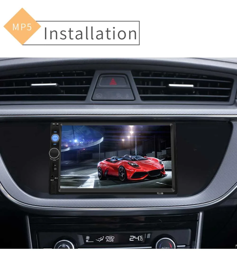 Best Wholesale 12pcs 7010B 7" car mp5 player Stereo BT handsfree 1080P HD video headunit recorder mirror link FM reverse image USB SD 5
