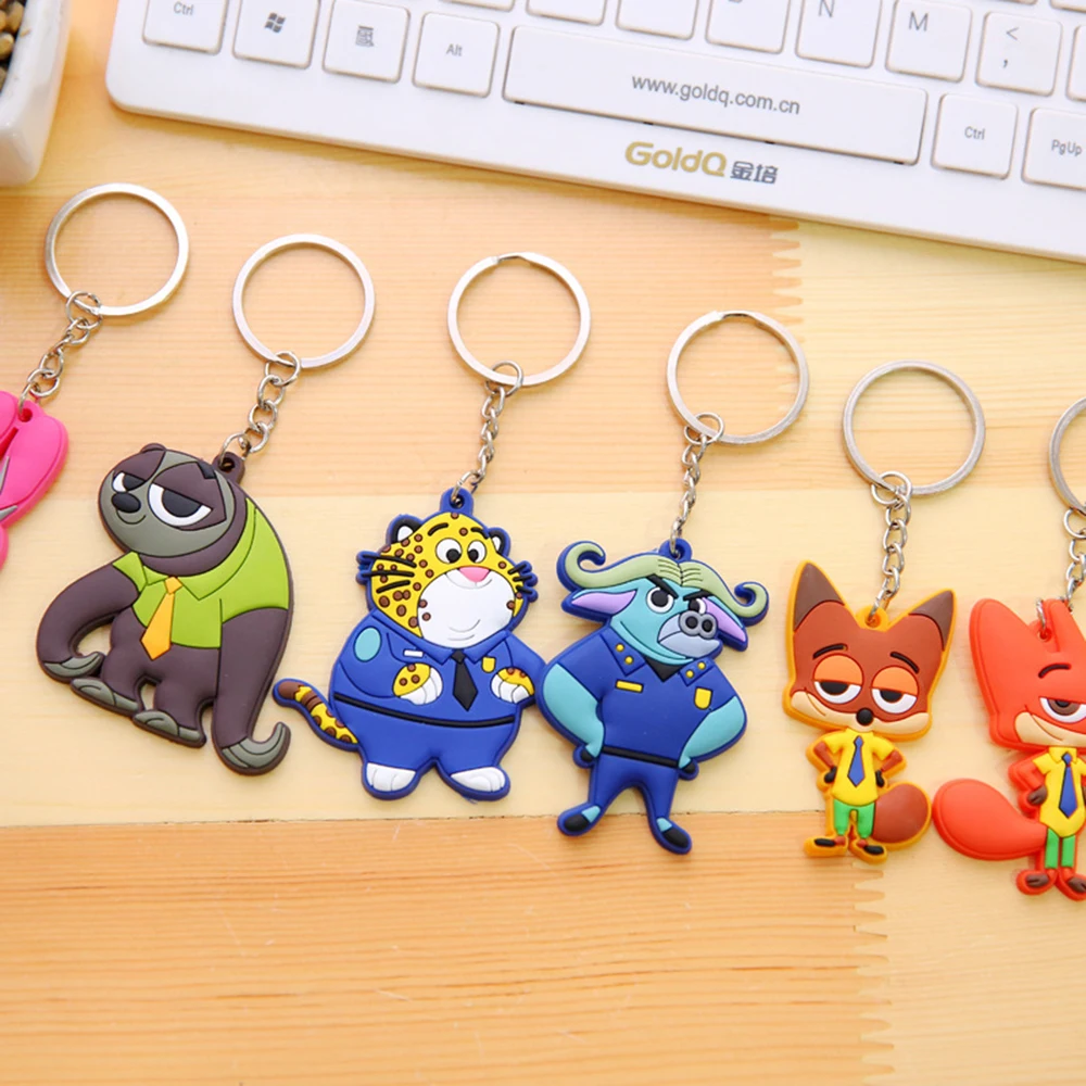 

suti Lovely Cartoon Fox/Rabbit/OX/Tiger/Sloth Key Chains Rings Bag Pendant Keyrings KeyChains For Women and Lovers