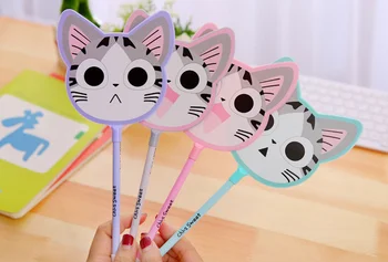 

Lovely Cheese cat Gel Pen Kawaii fan shape Stationery Canetas for writing Escolar Papelaria Gift Office Material School Supplies