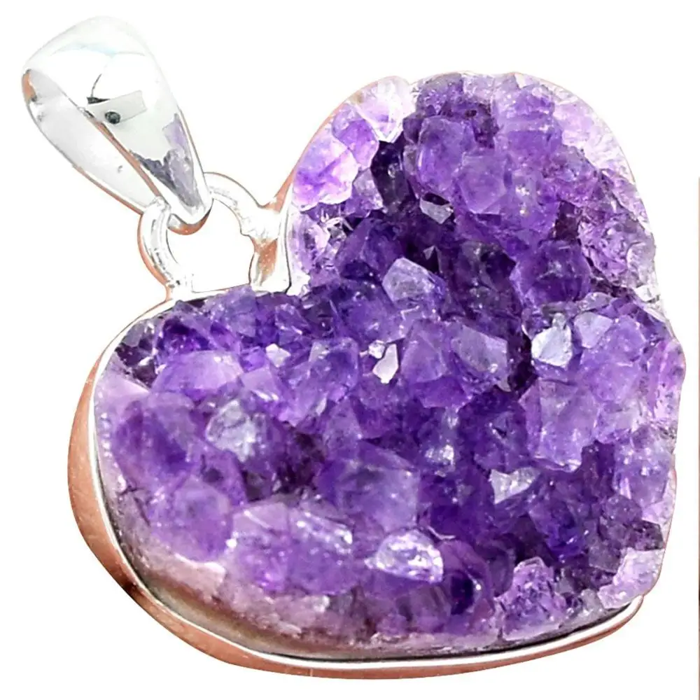 

Lovegem Amethyst drusy Pendant 925 Sterling Silver Jewelry,36 mm, AP2169