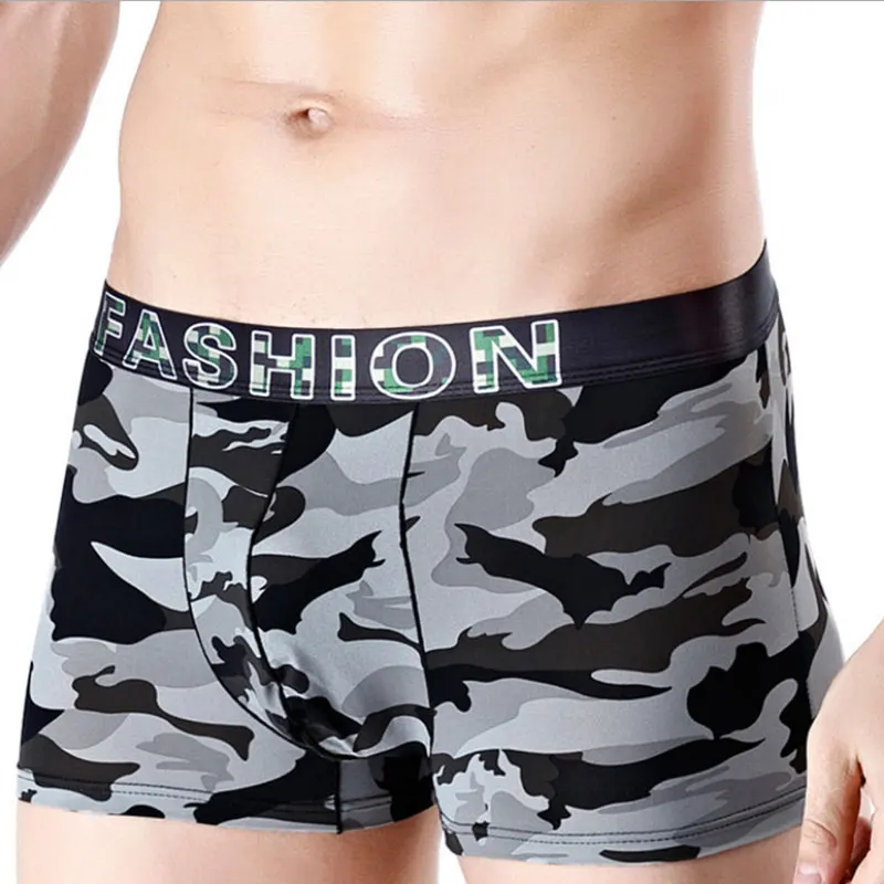 

Camouflage Pattern Ice Silk Boxer Modis Underpants Man Breathable Mens Underwear Boxers Cueca Intimate Male Care Family Panties