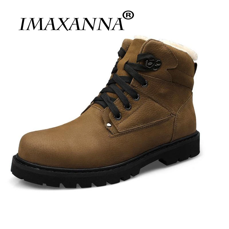 

IMAXANNA Brand Hot Newest Keep Warm Winter Boots Men High Quality Leather Wear Resisting Casual Shoes Men's Snow Shoe Work