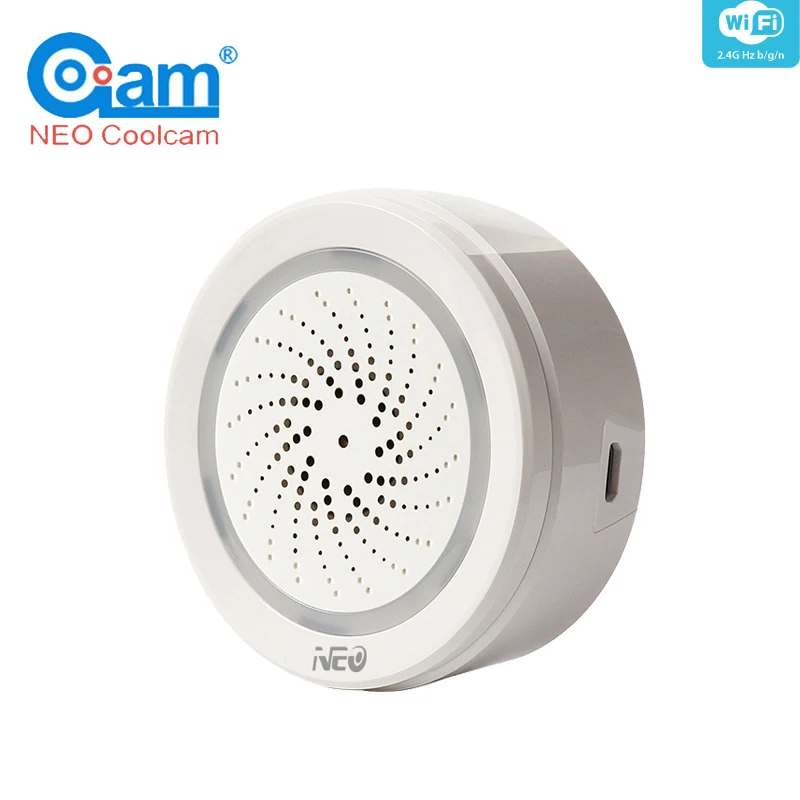 

NEO NAS-AB02W Smart WiFi USB Siren Sensor Remote Control Home Automation Alarm System Motion Alarm No Hub Required