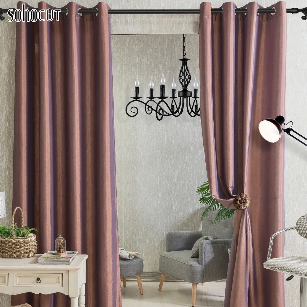 Artistic Curtains Solid Color Window Shades Imitation Cream Blackout