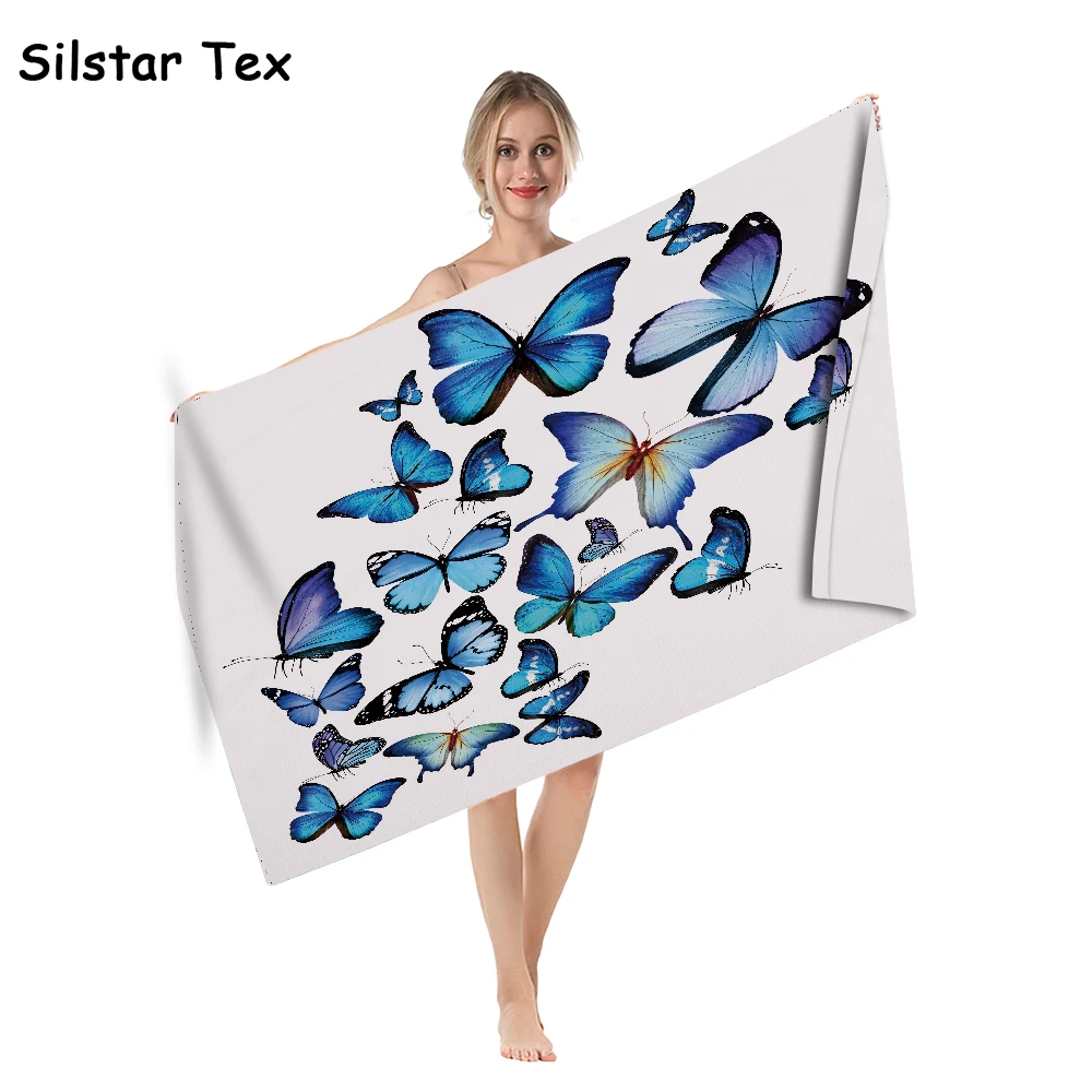 

Silstar Tex Flying Butterfly Microfiber Bath Towels Floral Design Washcloth Swimwear Beach Towel Drop Ship