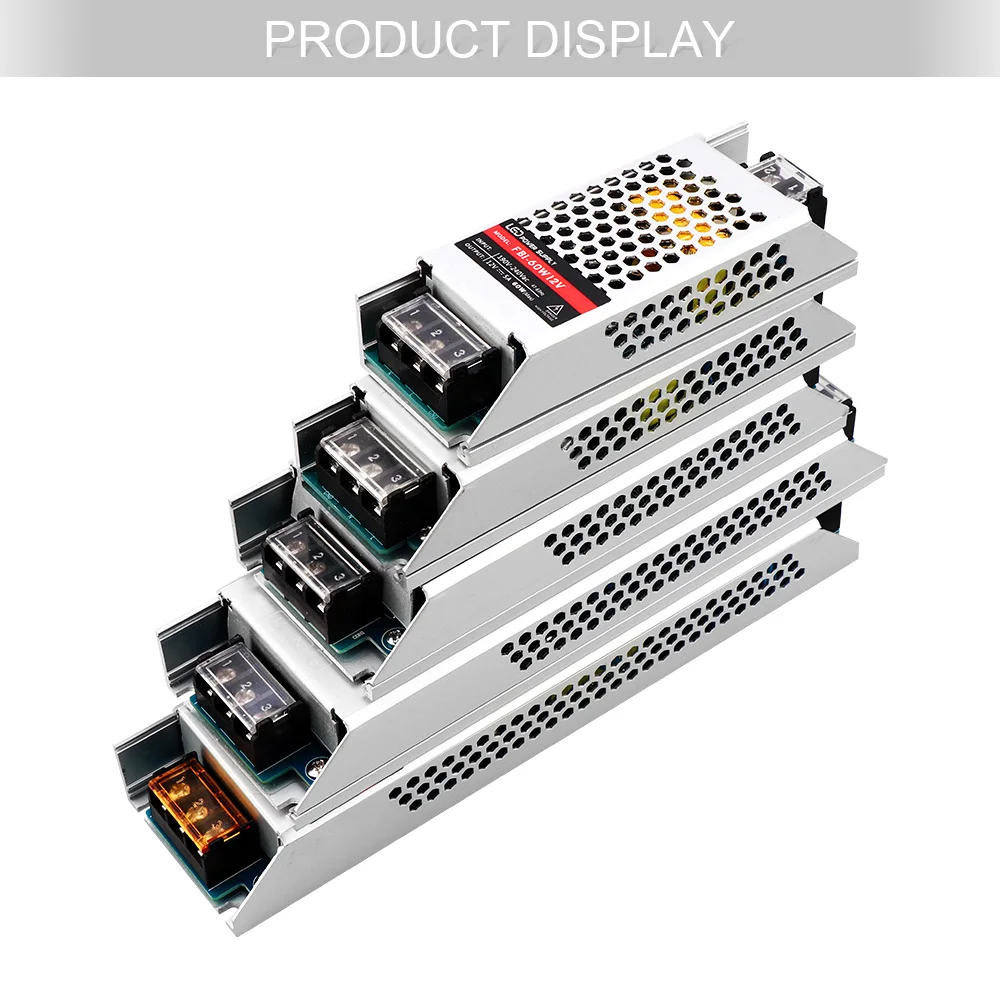Ультра тонкий каблук 12 V Питание DC12V блок освещения трансформатор переменного тока 190-240 V 60 W 100 W 150 W 200 W 300 W Светодиодный драйвер для