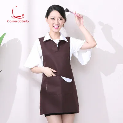  Korean version of fashion beauty manicure work clothes apron vest style mother and baby supermarket