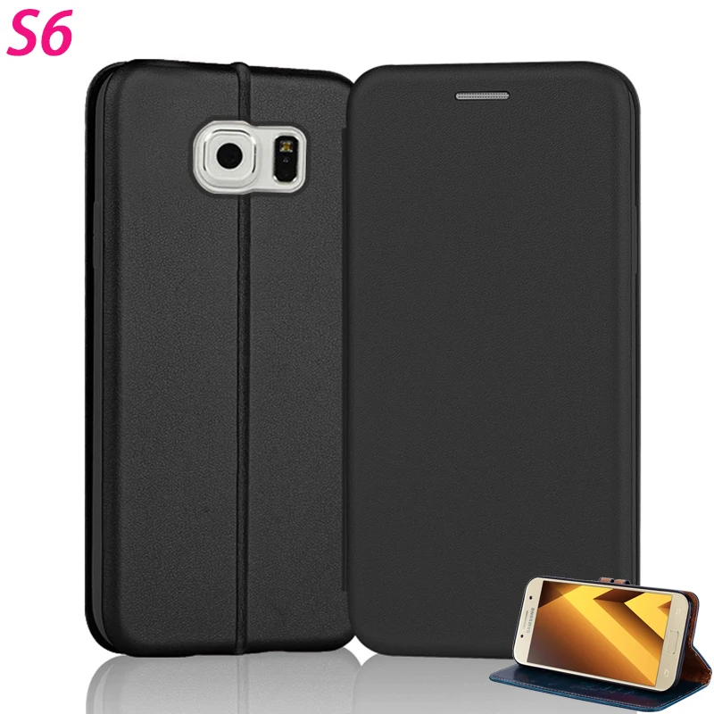 

KaiNuEn leather case For Samsung galaxy S6 S 6 5.1" Flip phone back coque luxury cover wallet on book Card Slot Magnetic cases