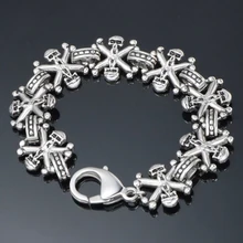 Персонализированные опасный товар знак браслет для мужчин массивный череп голова мужчин s браслеты из нержавеющей стали хип-хоп клуб ювелирные изделия браслет