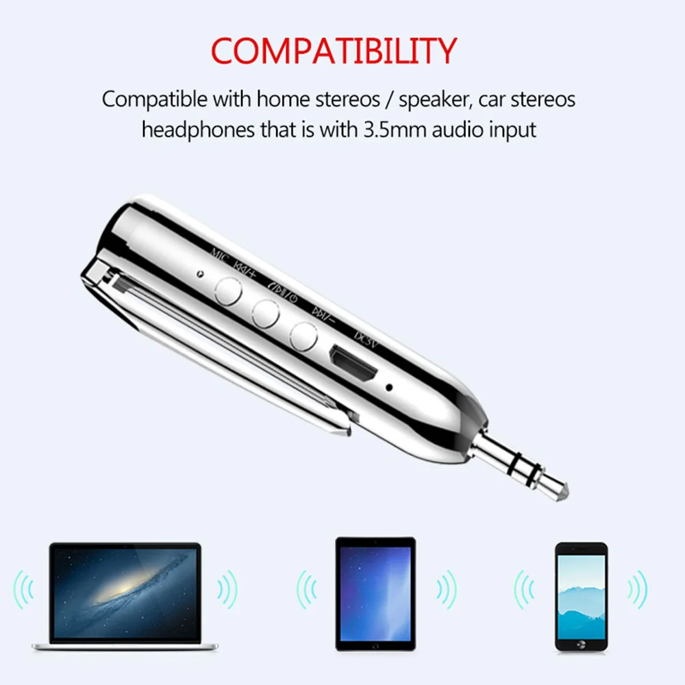 Onever 3,5 мм Bluetooth 4,0 приемник Мини беспроводной музыкальный аудио приемник адаптер перезаряжаемый автомобильный комплект AUX с микрофоном