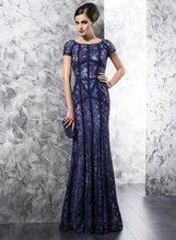 Marineblau Sexy Meerjungfrau Spitze Mutter der Braut Kleid Bodenlangen Durchsichtig Applikationen Abend Party Kleider Für Mutter M22
