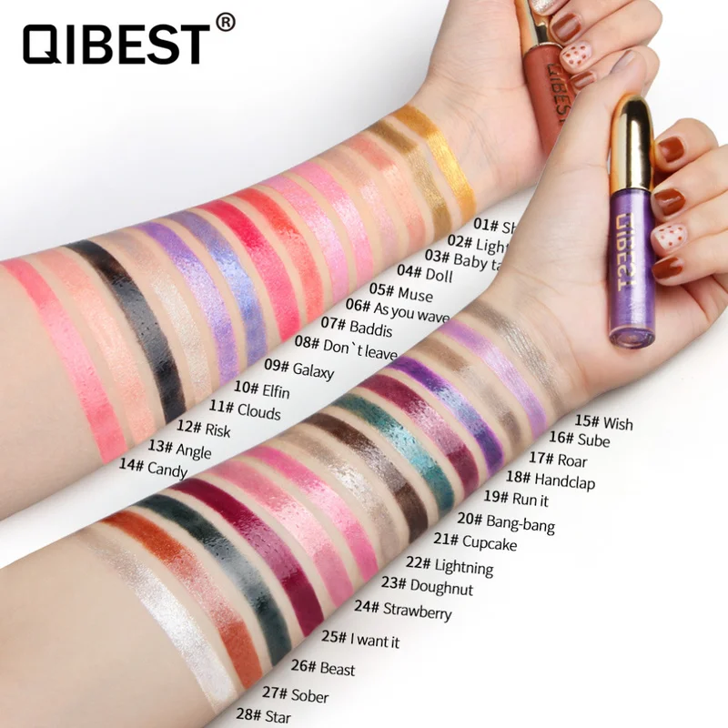 

2019 Liquid Lipsticks Lips Makeup Glitter Lip Long Lasting Make Up Waterproof Metallic QIBEST Gloss Magic Lipstick TSLM1