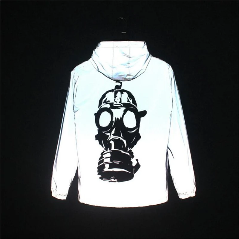 

Casual Jacket Men Autumn Spring Outerwear Zipper Mens Reflective Jackets Solid College Men's Windbreaker Fluorescent Coat Male