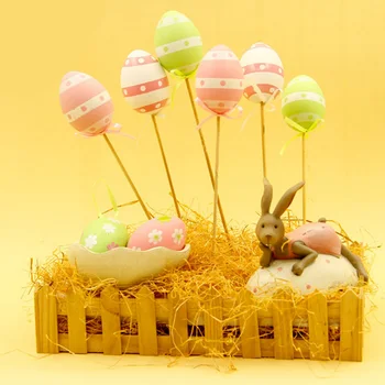 

9pcs Colorful Plastic Easter Eggs on Sticks Toy DIY Easter Eggs Hand Crafts Ornaments Gadget Home Wedding Party Decoration