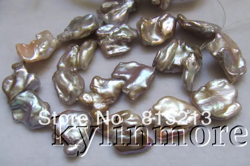 

N975 22x30mm Purple Reborn Keshi Pearl necklace % Discount AAA