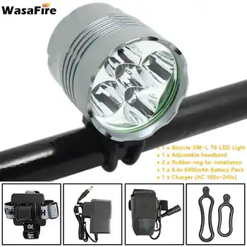 

Waterproof Bicycle Light Linterna Ultra Bright Headlight 8000 Lumen LED Bike Light Lamp Headlamp + 8.4V Charger +Battery Pack