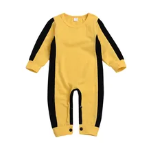 Детская одежда, комбинезон для мальчиков и девочек, Классический комбинезон, желтая одежда Kung Fu Lee, ropa bebe, костюм унисекс для новорожденных, боди Onesuit