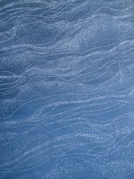 

hot selling light blue african glitter lace fabric special french net lace LJY-52752 with glued glitter for nice dress