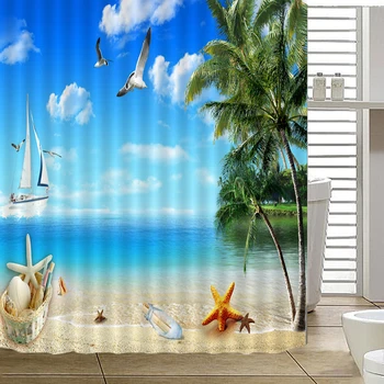 

Coconut Shower Curtains Starfish Waterproof Women Bathroom Products showers curtain Polyester Fabric Merchandises betty boop A8G