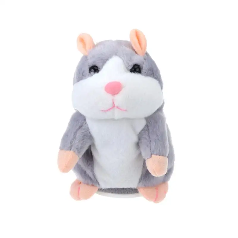

Talking Hamster Funny Plush Toy Repeats Mimicry Toy Electronic Record Stuffed Animal Interactive Toy for Kids Learning Gift Grey