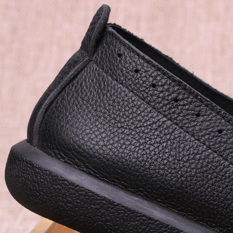 Slip Desai Genuíno Sapatos Nova Negócios Black Ocasional Preto Marrom Respirável Condução Shoes De brown Dos on Homens Couro Preguiçosos n1q8YEw1xr