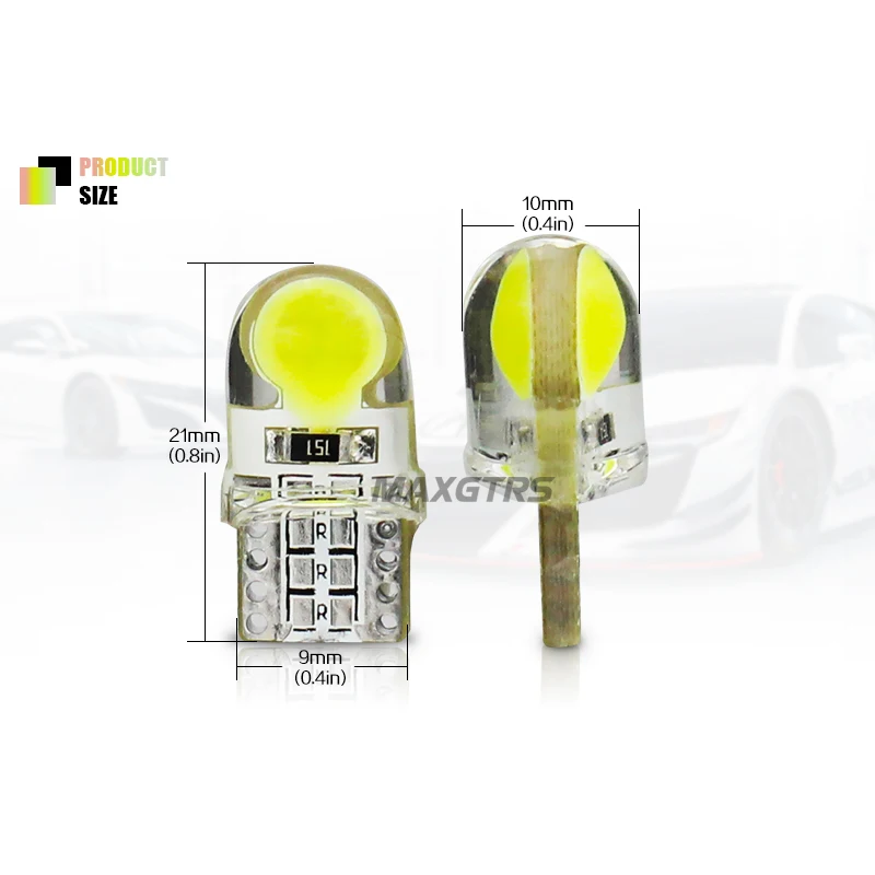 10светодиодный ОД T10 194 W5W COB + силиконовый корпус автомобильные купольные огни