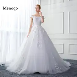 Menoqo Vestidos De Novia индивидуальный заказ с открытыми плечами бальное платье Свадебные платья кружево до Длинные Свадебные платья 2019 robe de mariage