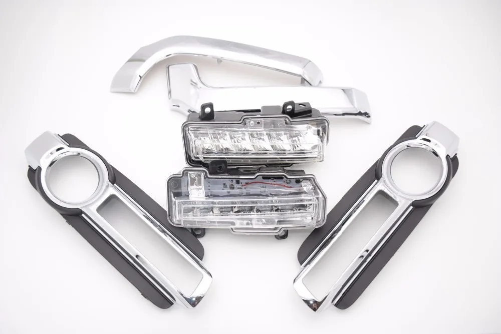 

Набор дневного светильник DRL Противотуманные фары + туман светильник Чехлы + хром полосы литья комплект для Mitsubishi Pajero 2015-2016