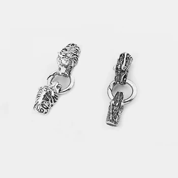 

1Set Hole 9mm Wolf/Tiger/Skull/Crocodile Leather Cord Bracelet End Cap Clasp