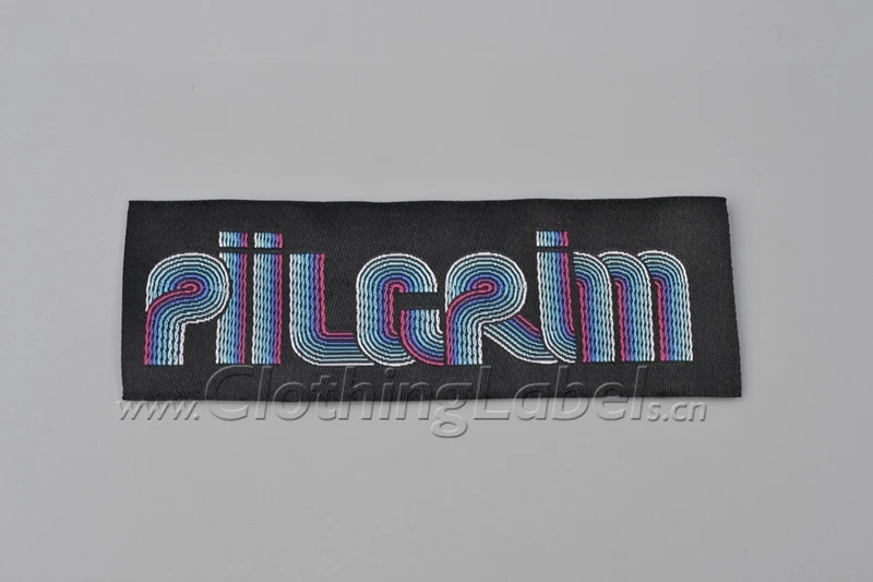 Custom woven labels for clothes, gradient color, damask/satin woven tags,  printed label, high density, accept small order