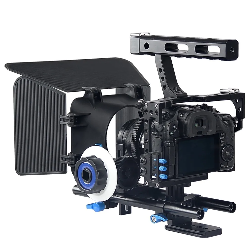 3 in 1 DSLR Handle Stabilizer  Rig Camera Cage+Follow Focus+Matte Box Kit For Sony A7S A7 A7R A7RII A7SII Lumix GH4 (1)