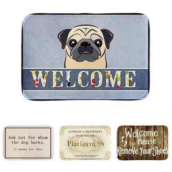 

Welcome Pleaase Remove Your Shoes Home Entrance Doormats Cute Cartoon Pulldog Bathroom Rug Funny Pattern Lighteness Floor Mats