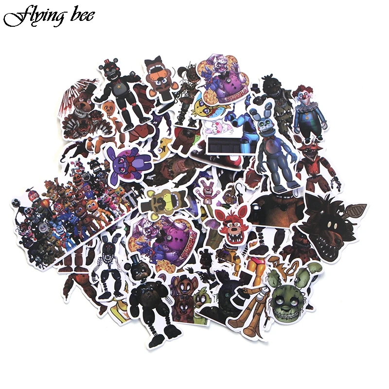 

Flyingbee 58 pcs Five Nights at Freddy's Bear Sticker for DIY Luggage Laptop Skateboard Car Bicycle Waterproof Stickers X0003