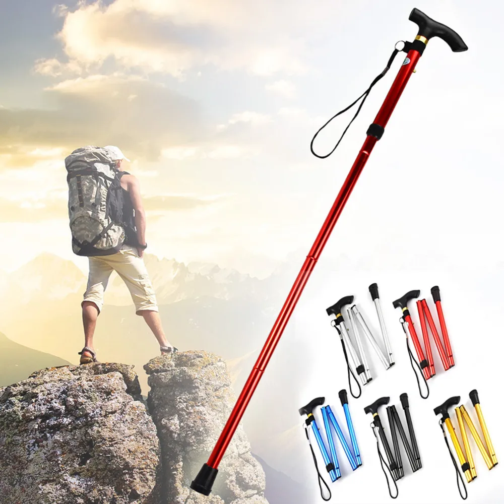 

cane For a hike Stick for Nordic walking telescope Sticks Foldable easy folding aluminum metal walking bar folding travel rattan