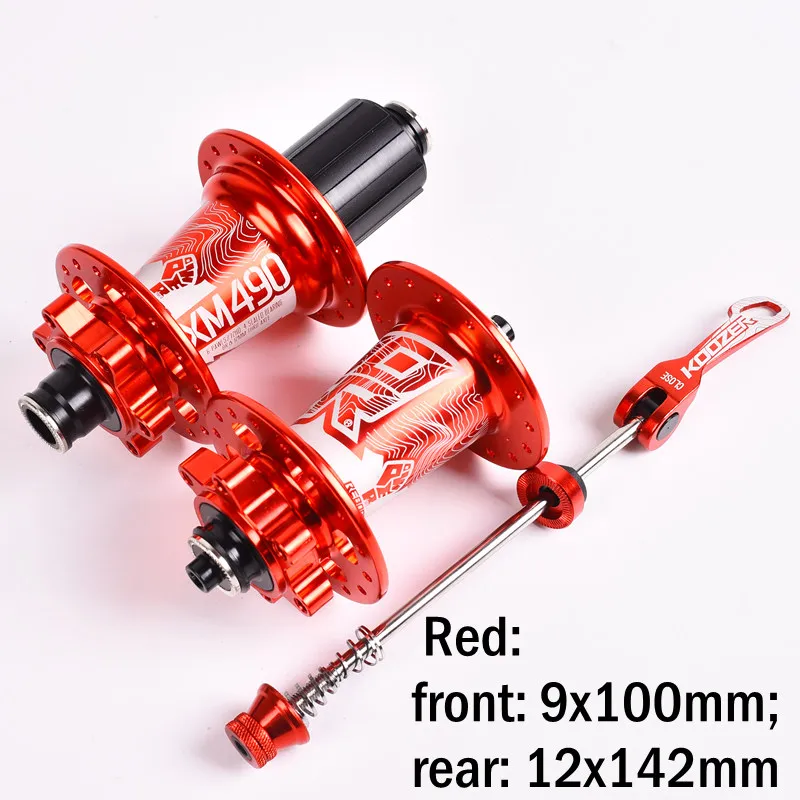 Koozer XM490 ступицы 4 подшипника MTB втулка для горного велосипеда задняя 10*135 мм QR 100*15 12*142 мм через 32 отверстия велосипед с дисковым тормозом ступица - Цвет: Red 9x100 12x142mm