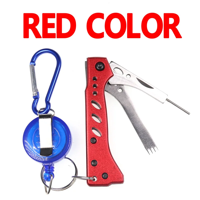 Bimoo 1 набор, многофункциональный инструмент для ловли кальмаров, джиг, крючок для коррекции трубок и кальмаров, инструмент для ловли кальмаров с зажимом для лески, экстрактор - Цвет: Red Color