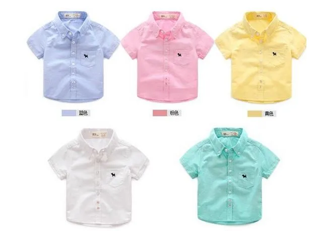 Детская одежда рубашка из хлопка рубашки для малышей Топы с отложным воротником г., однотонные Летние Стильные Детские футболки с короткими рукавами