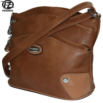

POSSESS crossbody bag fasion high quality solid PU flap soft zipper versatile original design casual