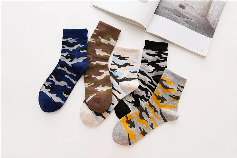 5 пары мужских носков Новинка весны и autumarmy солдат Стиль хлопок Для мужчин носки Высокое качество камуфляжные носки для Для мужчин - Цвет: 5 colors
