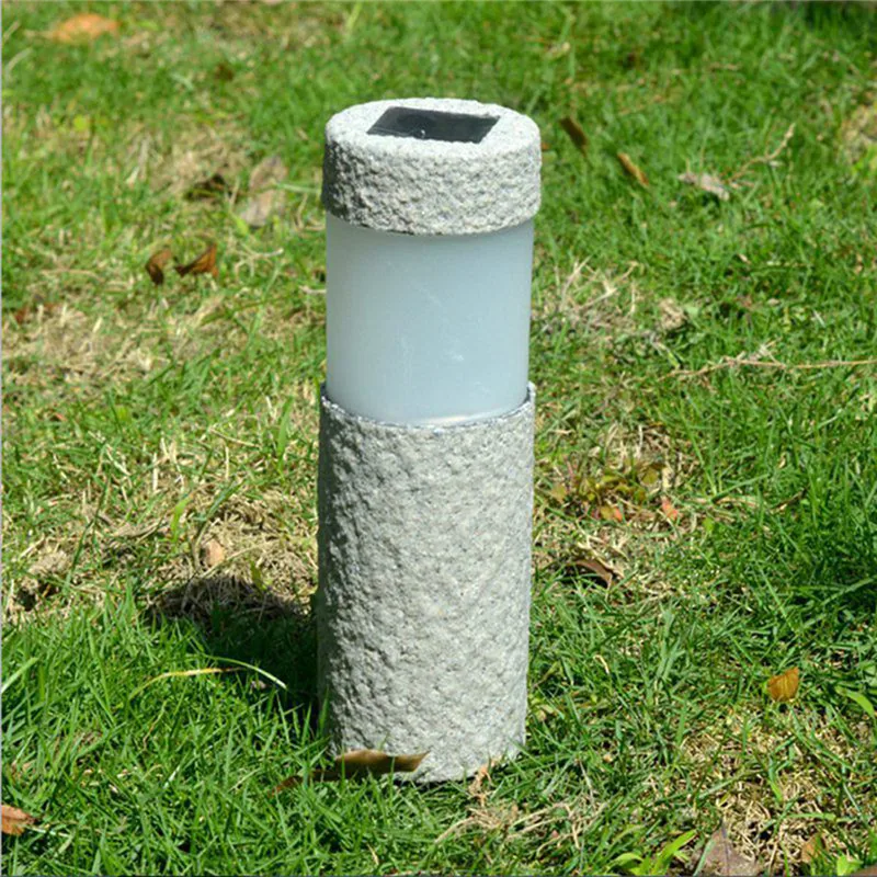 1pc 5w Solar Power Stone Pillar White Led Lights Outdoor