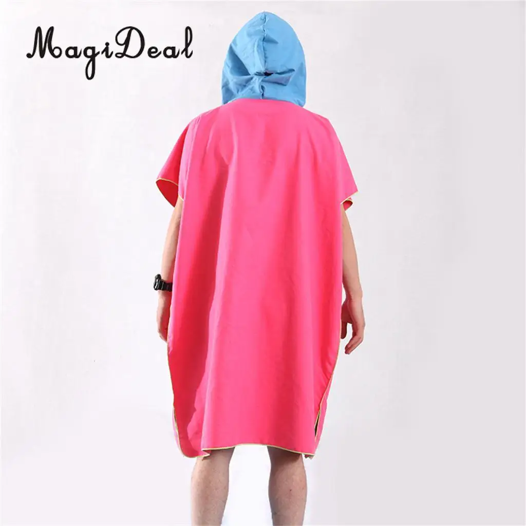MagiDeal Surf Beach Wetsuit Changing Towel Poncho Robe & Hood, Pocket, Mesh Bag for Surfer, Swimmer, Diver - One Size Fits All