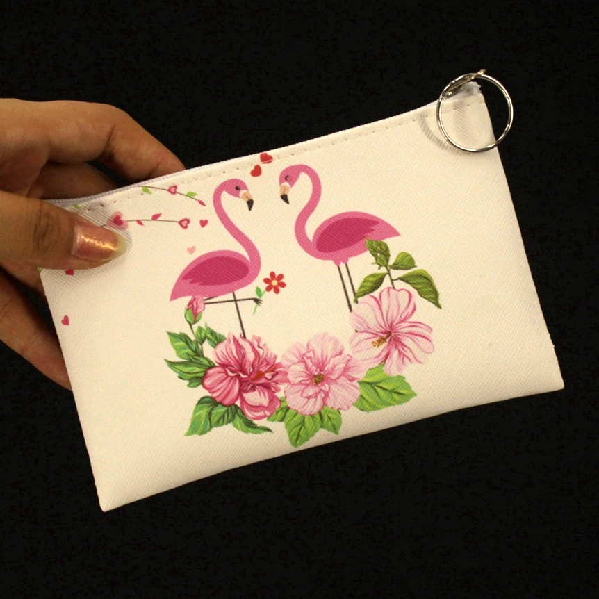 Милые женские кошельки из искусственной кожи с фламинго, маленькие женские кошельки, Дамский Мини-клатч, Женский кошелек, сумочка на молнии для девочек, сумки для карт - Цвет: Flamingo 3