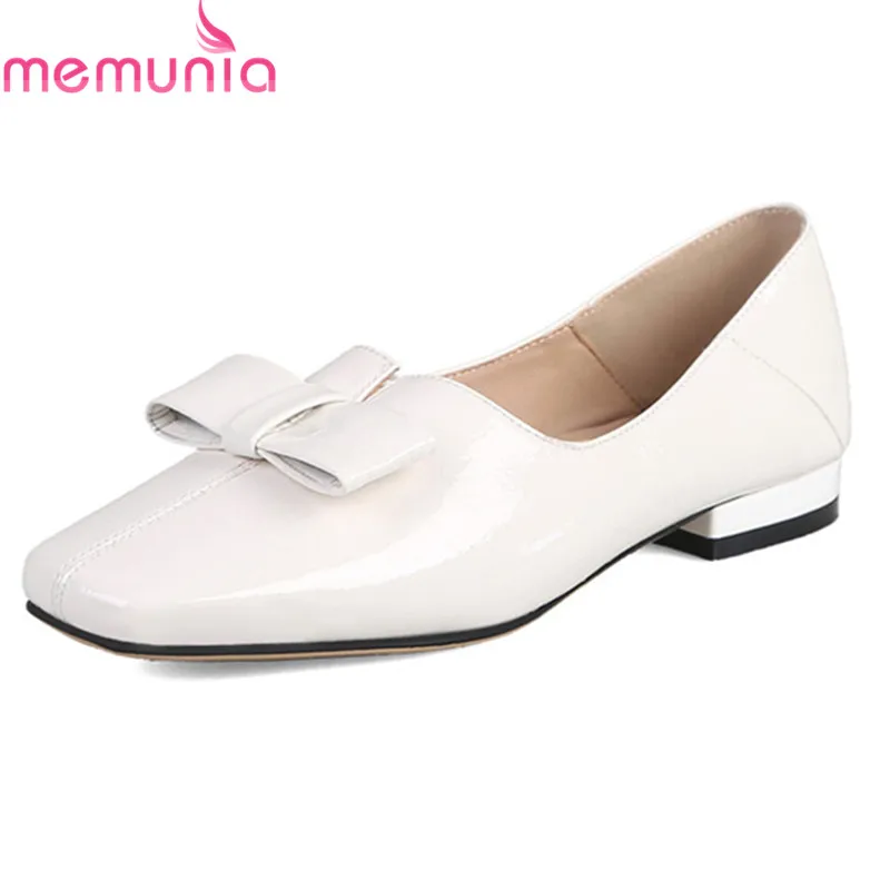 

MEMUNIA 2019 hot sale fashion single shoes woman square toe slip on spring summer shoes bowknot comfortable flat shoes women