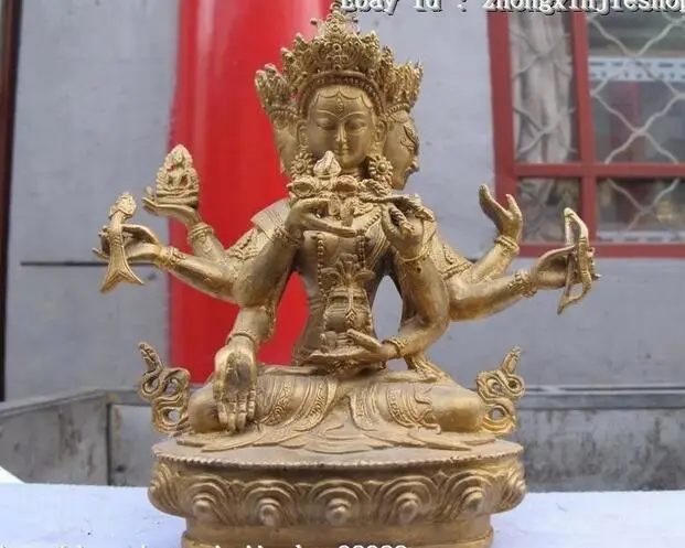 

Tibet Buddhism Fane Bronze gild Usnisa-sitatapatra Kwan-Yin Buddha statue