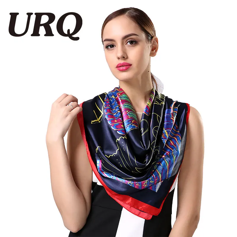 Китайский стиль 90*90 большой Атлас бандана шарф женские мягкие квадратный Шарфы для женщин Роскошные леди платок хиджаб s9a9643