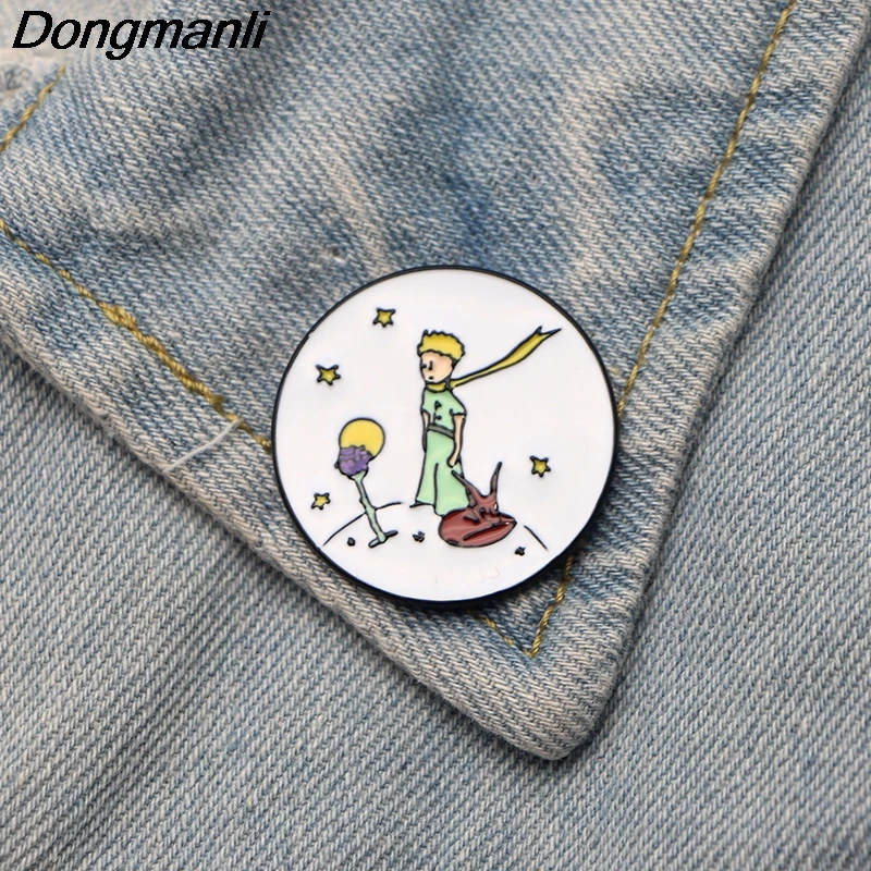Dongmanli Little Fox and Prince Brooch Cartoon Cute Enamel Pins For Women Men Backpack Brooch Personality Pin Accessory M2788