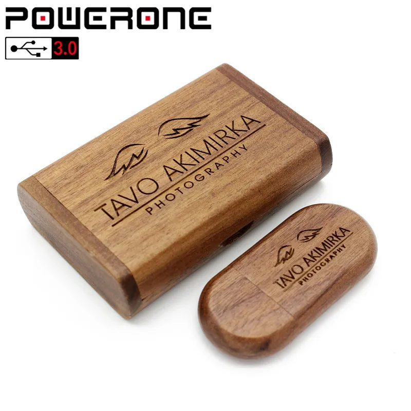 POWERONE usb 3,0 Логотип Деревянный+ коробка персональный логотип печать Ручка-накопитель 8 ГБ 16 ГБ 32 ГБ 64 Гб usb флеш-накопитель Флешка U диск карта памяти