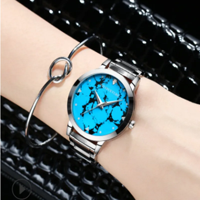 

2019 New Colour Literary Waterproof Fashion Women's Watches Leisure Korean Watches Waterproof Swimming Stainless Steel Watches